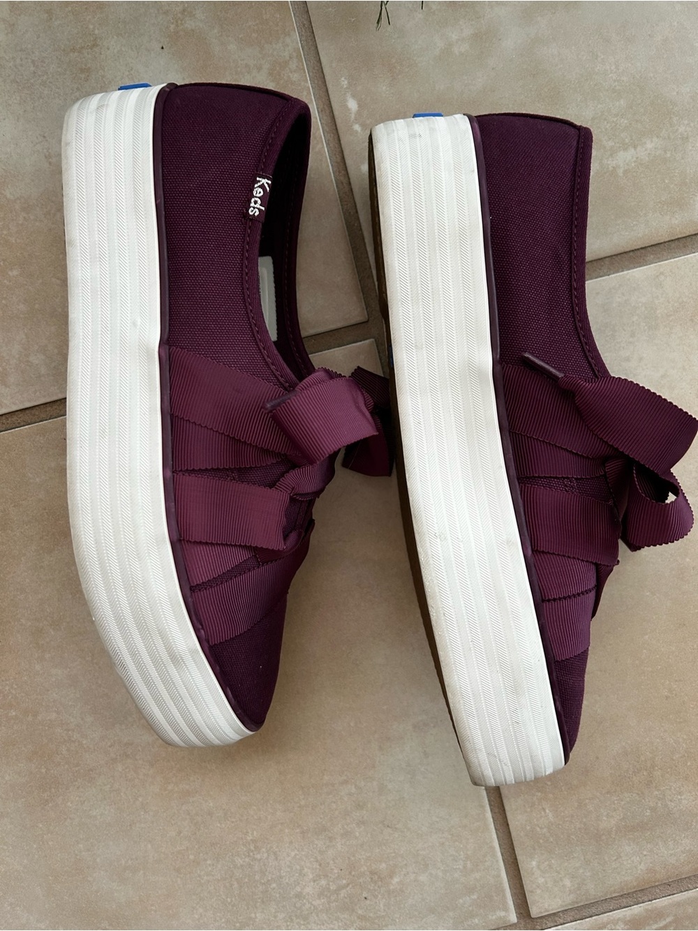 Keds Women's Sneakers in Plum with Ribbon Laces - Picture 2 of 4